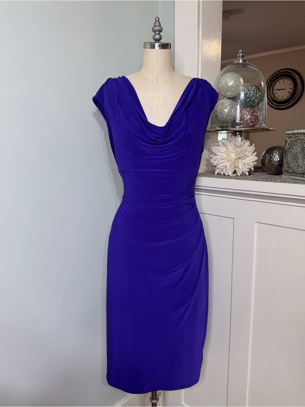 Ralph Lauren Purple Jersey Ruched Sheath Dress 12 - Picture 2 of 10